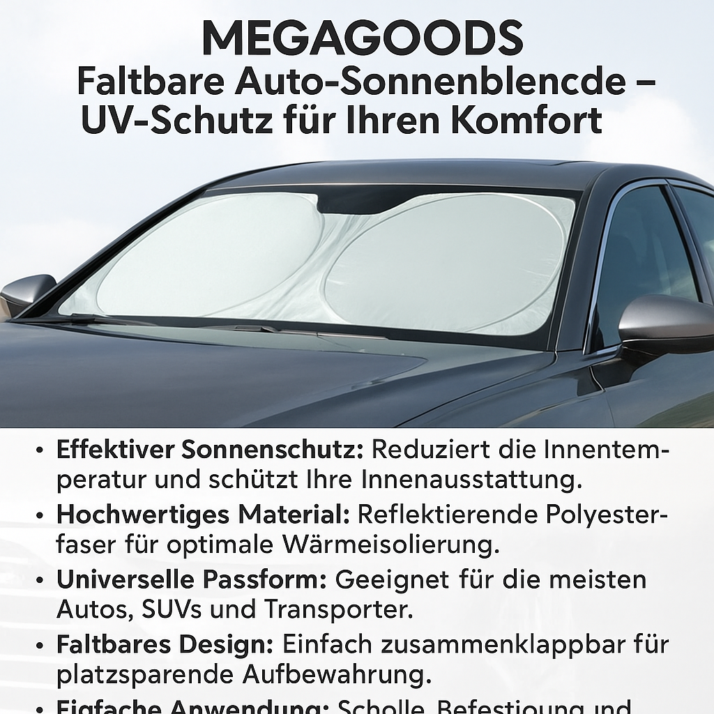 Auto-Sonnenschutz faltbar Silber reflektierend 99% UV-Schutz DE.