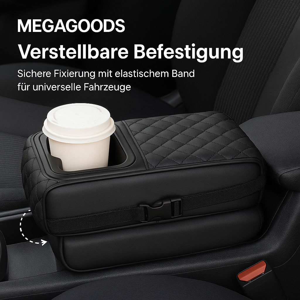 Auto Armlehnenkissen Memory Foam mit Getränkehalter universell DE.