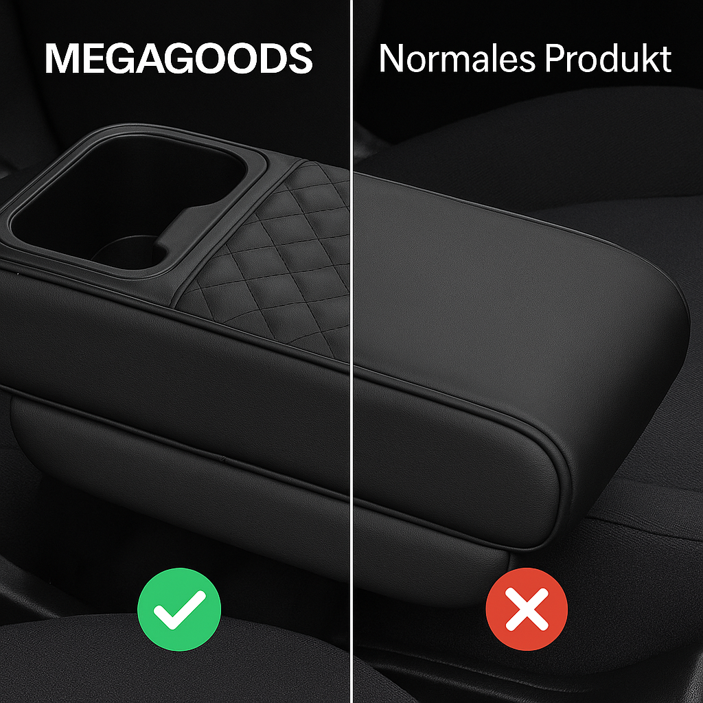 Auto Armlehnenkissen Memory Foam mit Getränkehalter universell DE.