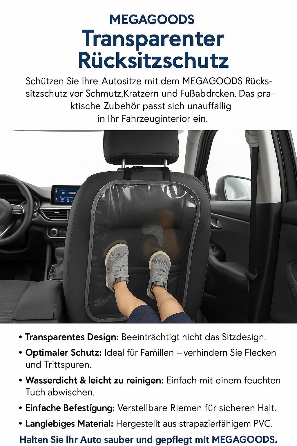 Rücksitzschoner Auto transparent Schutz vor Schmutz und Tritten DE.