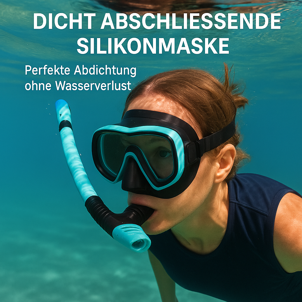 Taucherbrille Schnorchel Set Erwachsene gehärtetes Glas Profi DE.