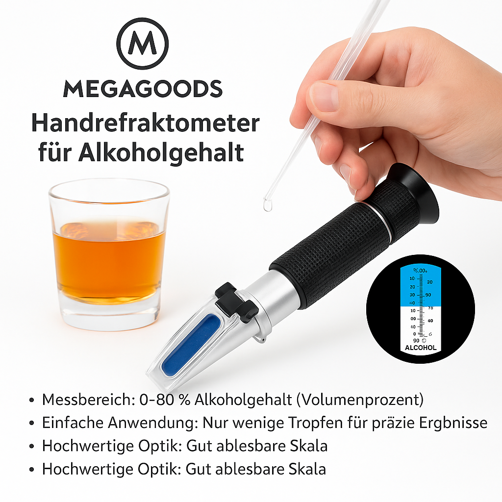 Hand-Refraktometer 0-80 % Alkohol für Wein Spirituosen Brauen DE.