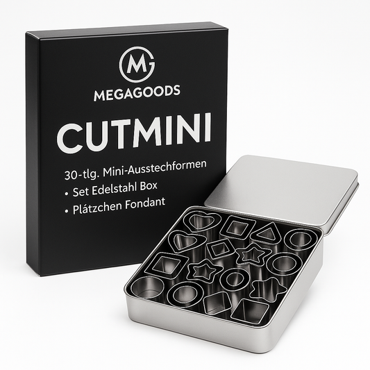 30-tlg. Mini-Ausstechformen Set Edelstahl Box Plätzchen Fondant DE.