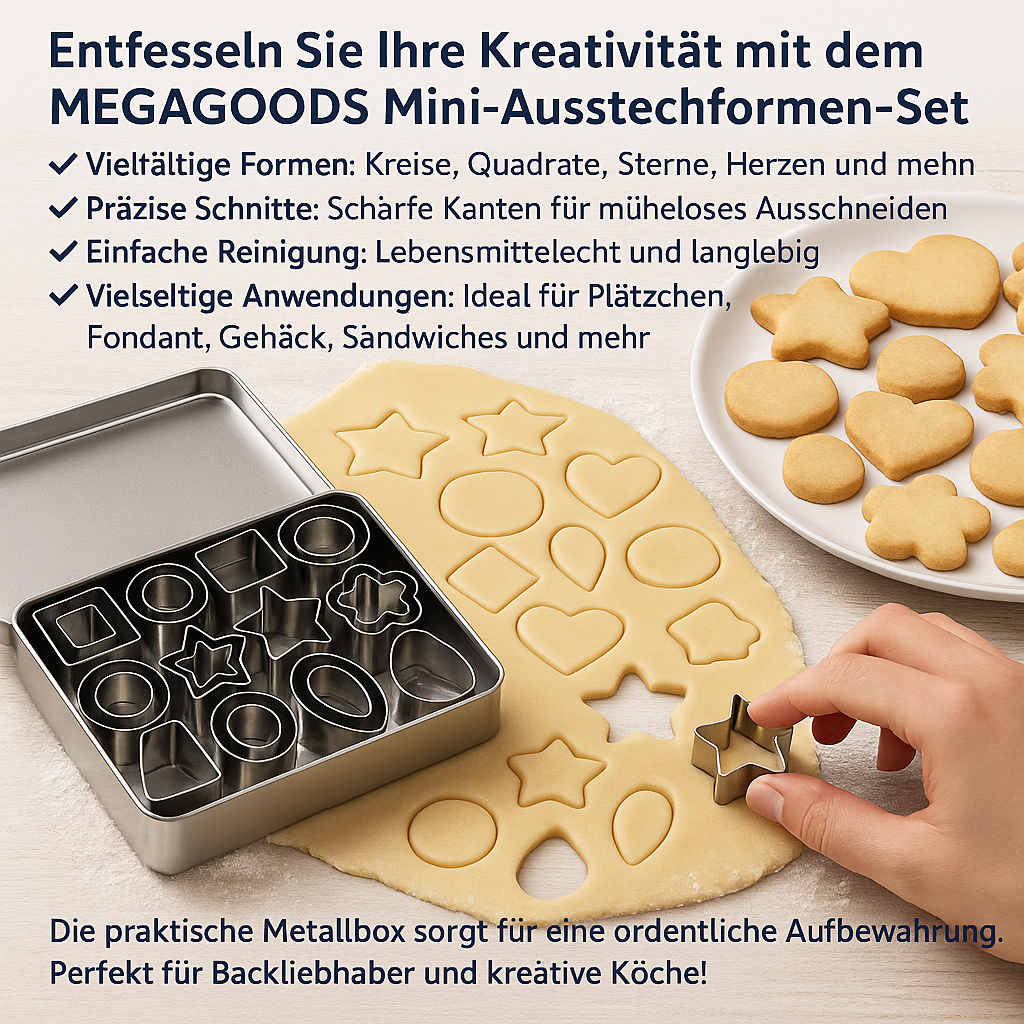 30-tlg. Mini-Ausstechformen Set Edelstahl Box Plätzchen Fondant DE.