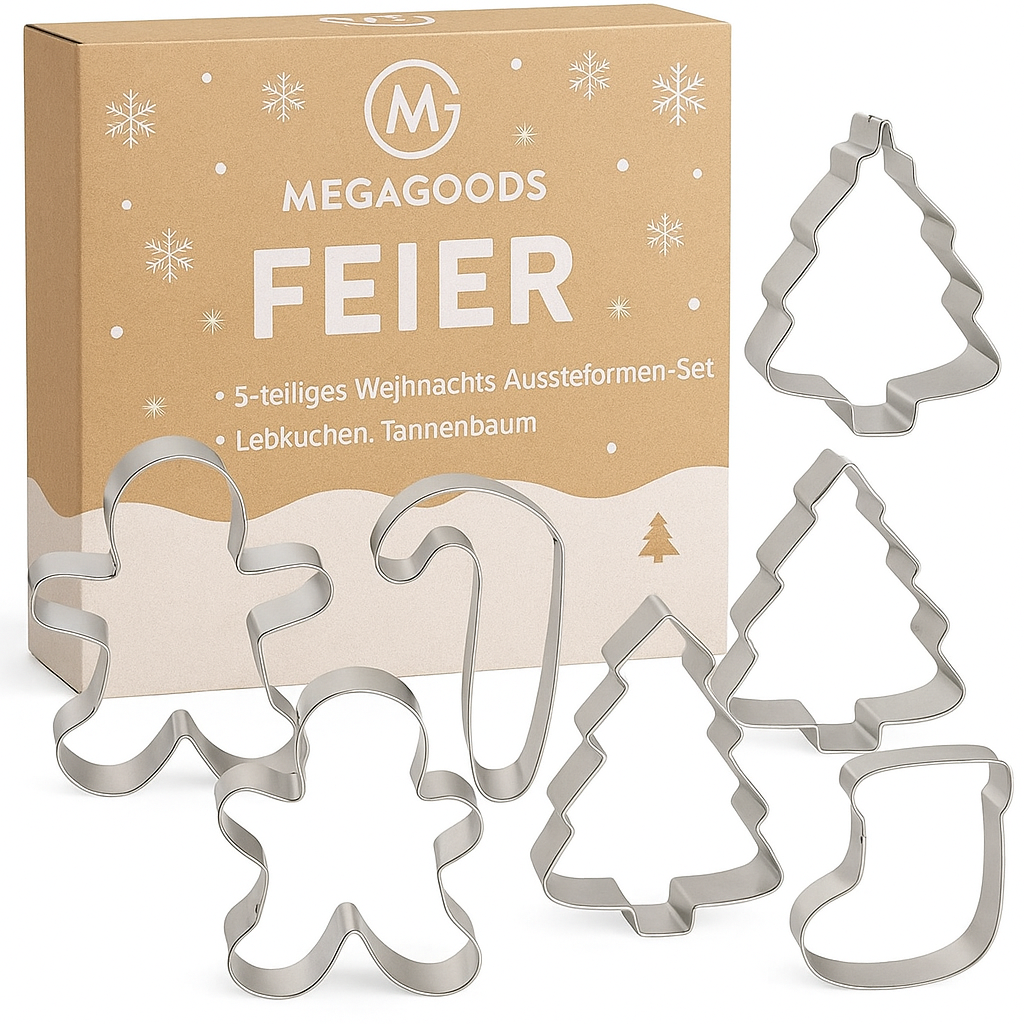5-teiliges Weihnachts-Ausstechformen-Set Lebkuchen Tannenbaum DE.