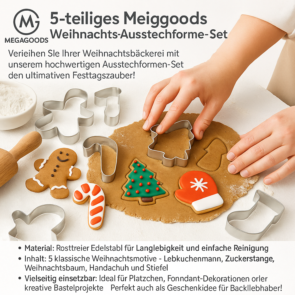 5-teiliges Weihnachts-Ausstechformen-Set Lebkuchen Tannenbaum DE.
