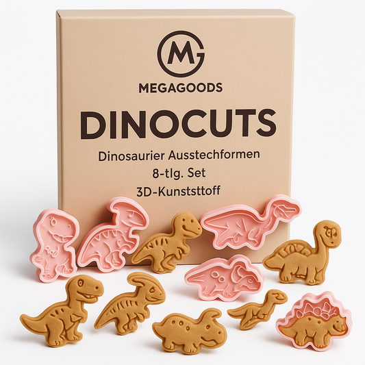 Dinosaurier Ausstechformen 8-tlg Set 3D Kunststoff Backen DE.