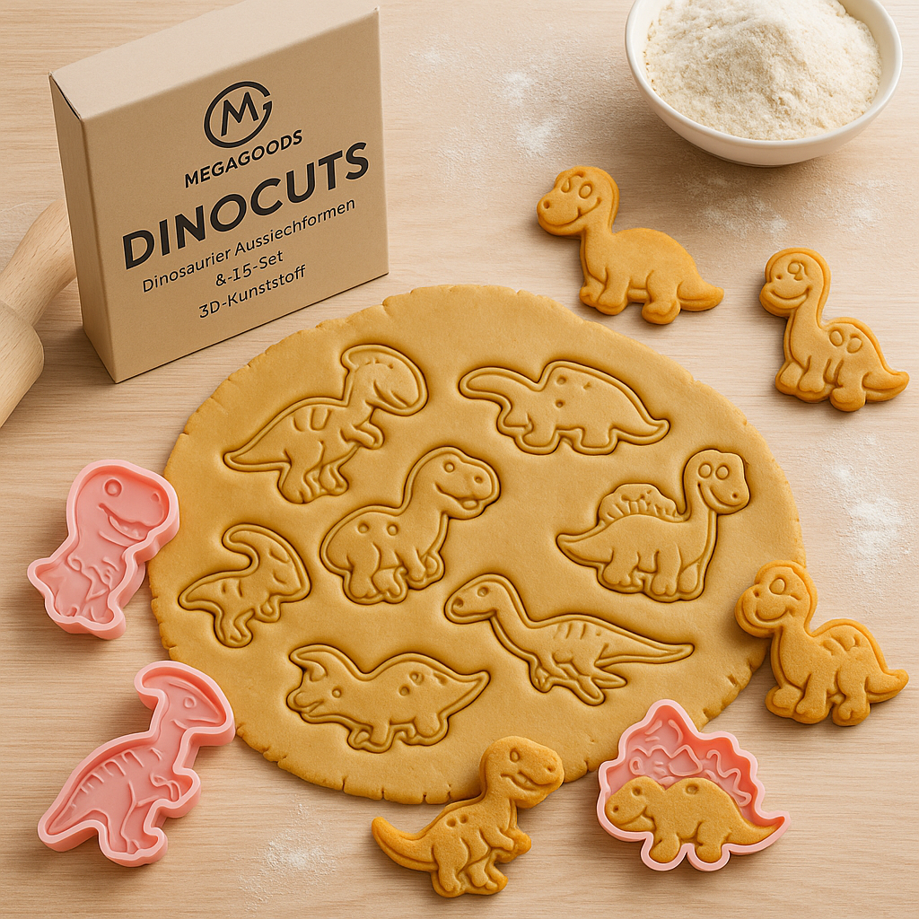 Dinosaurier Ausstechformen 8-tlg Set 3D Kunststoff Backen DE.