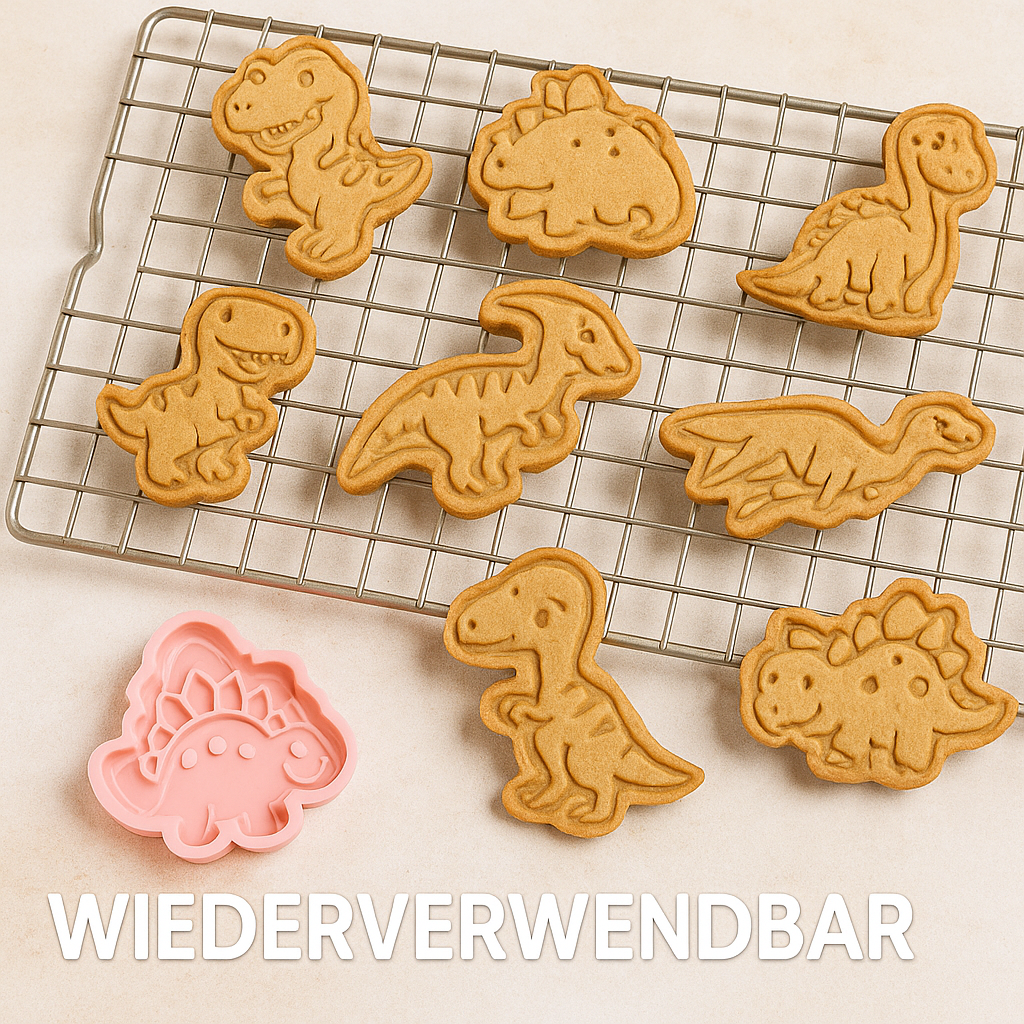 Dinosaurier Ausstechformen 8-tlg Set 3D Kunststoff Backen DE.