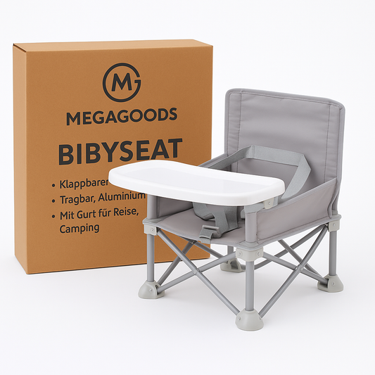 Klappbarer Babystuhl tragbar Alu mit Gurt für Reise Camping DE.
