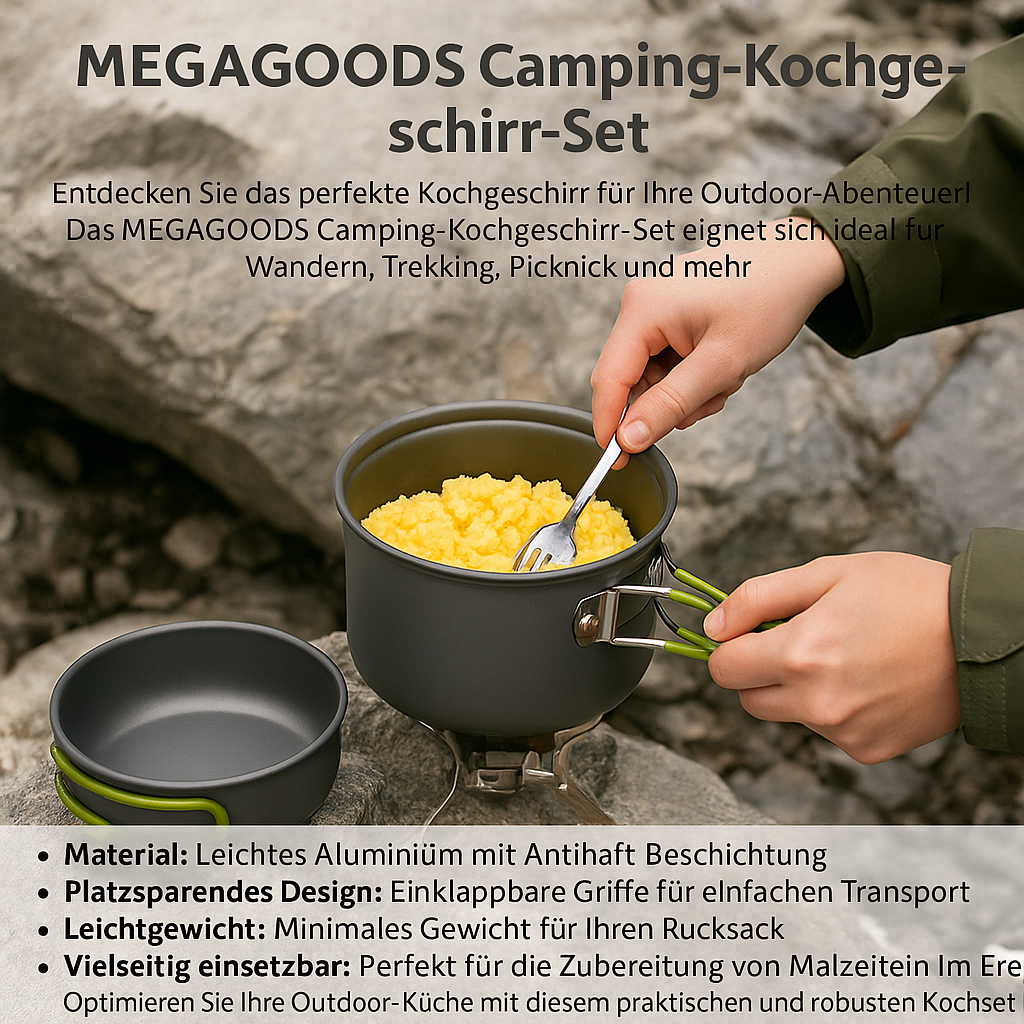 Camping-Kochgeschirr Set leicht Outdoor Topf Pfanne Picknick DE.
