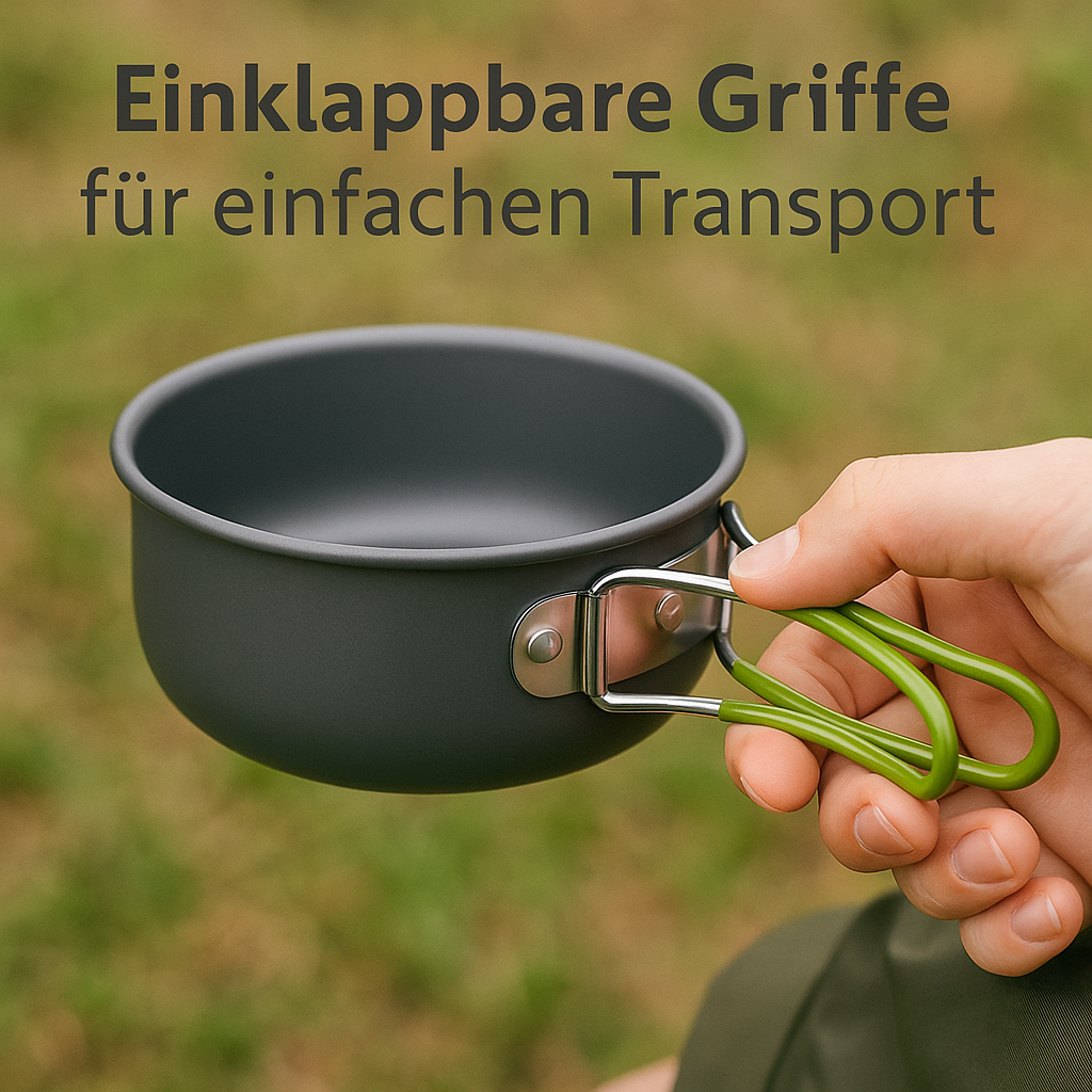 Camping-Kochgeschirr Set leicht Outdoor Topf Pfanne Picknick DE.