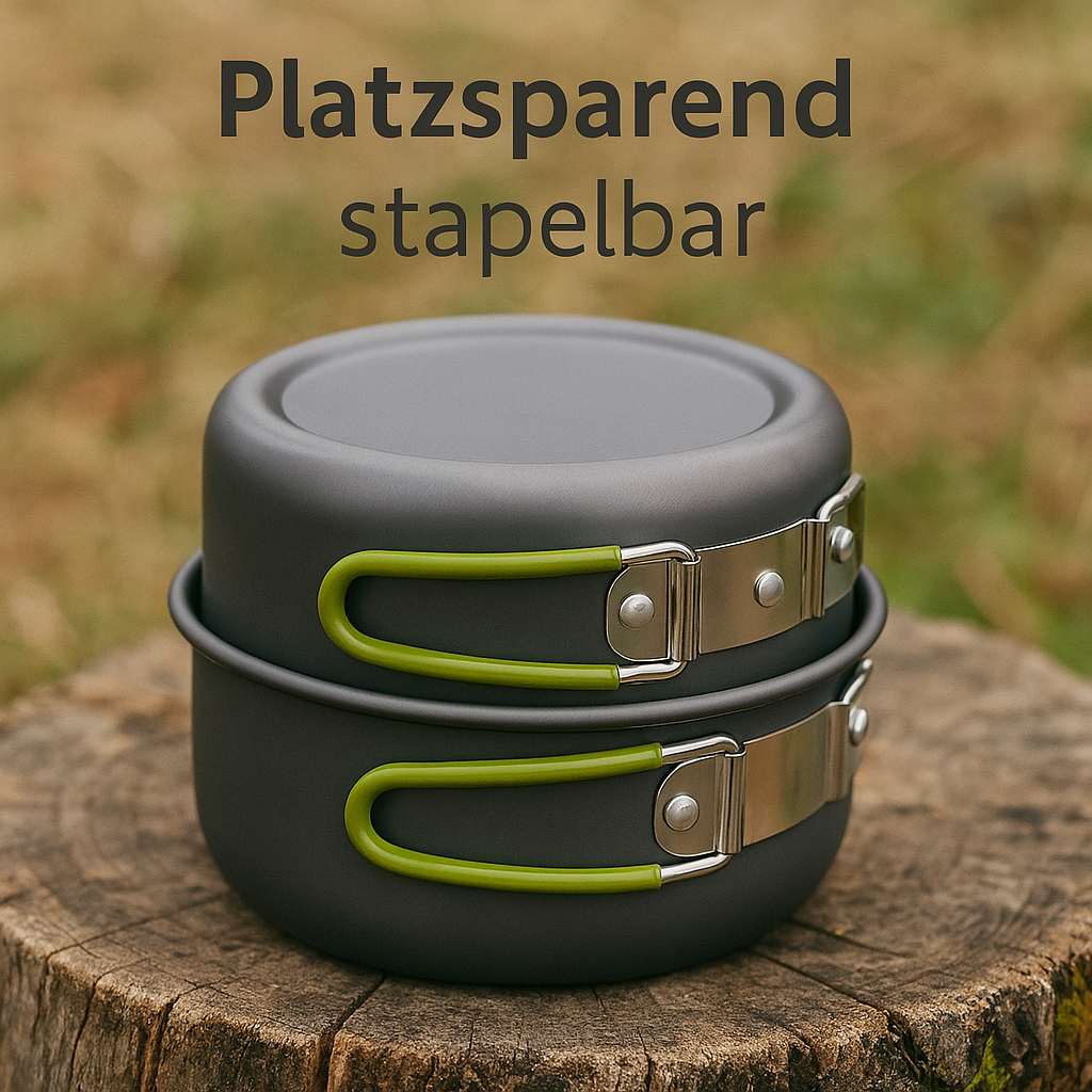 Camping-Kochgeschirr Set leicht Outdoor Topf Pfanne Picknick DE.