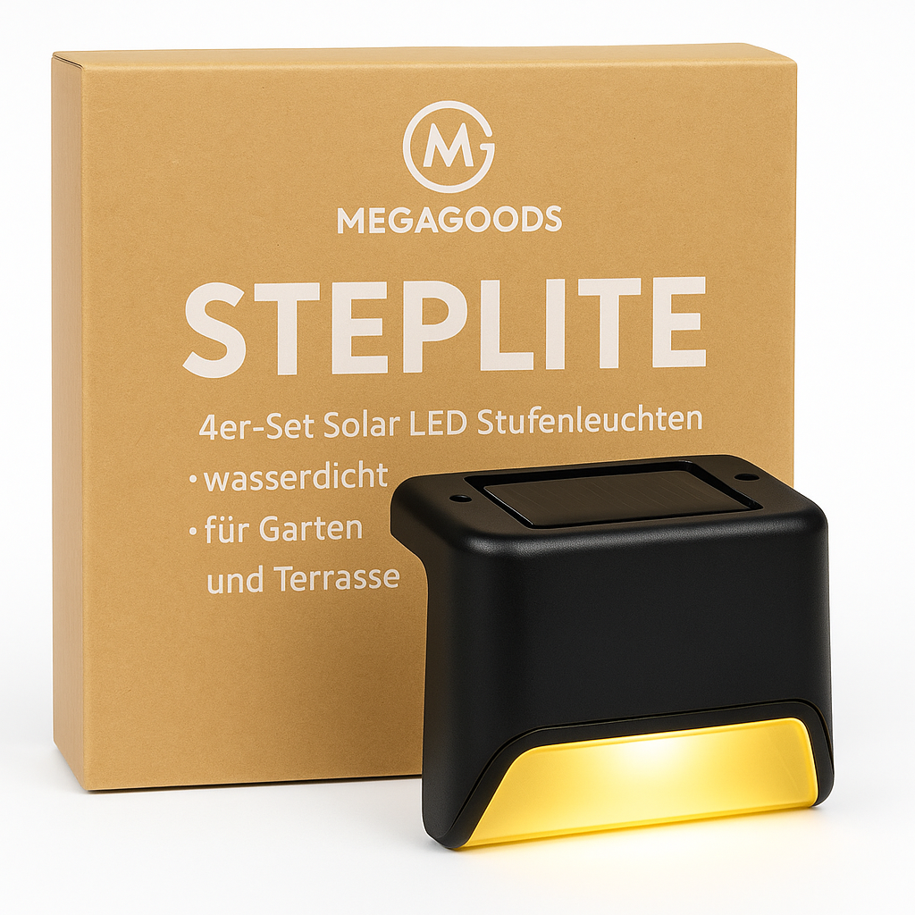 4er-Set Solar LED Stufenleuchten wasserdicht für Garten und Terrasse DE.