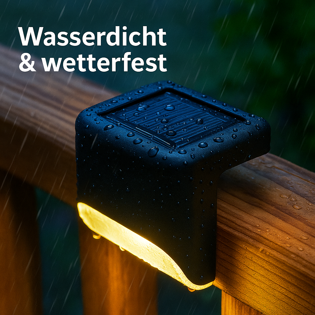 4er-Set Solar LED Stufenleuchten wasserdicht für Garten und Terrasse DE.