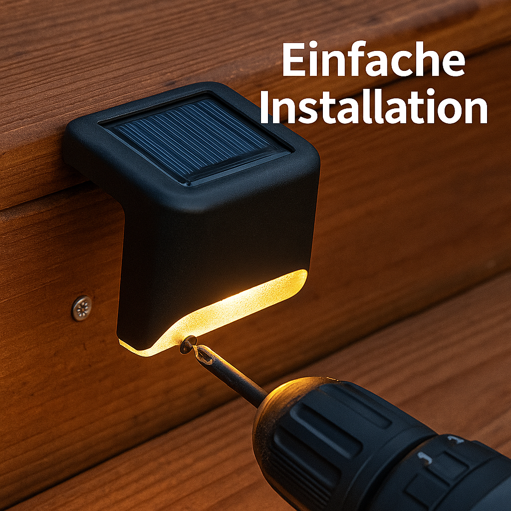 4er-Set Solar LED Stufenleuchten wasserdicht für Garten und Terrasse DE.