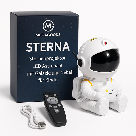 Sternenprojektor LED Astronaut mit Galaxie und Nebel für Kinder DE.