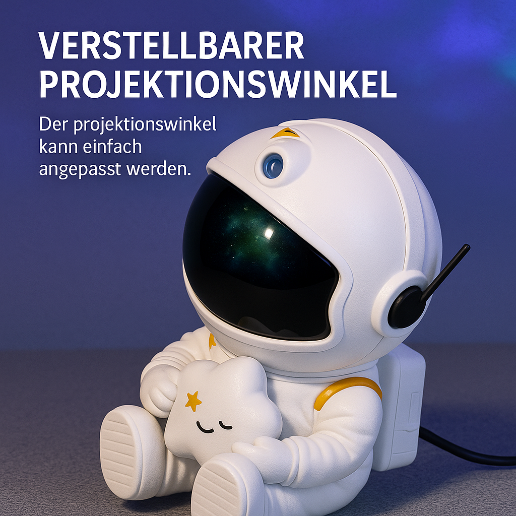 Sternenprojektor LED Astronaut mit Galaxie und Nebel für Kinder DE.