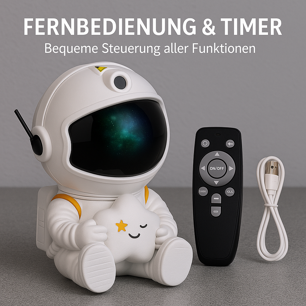 Sternenprojektor LED Astronaut mit Galaxie und Nebel für Kinder DE.