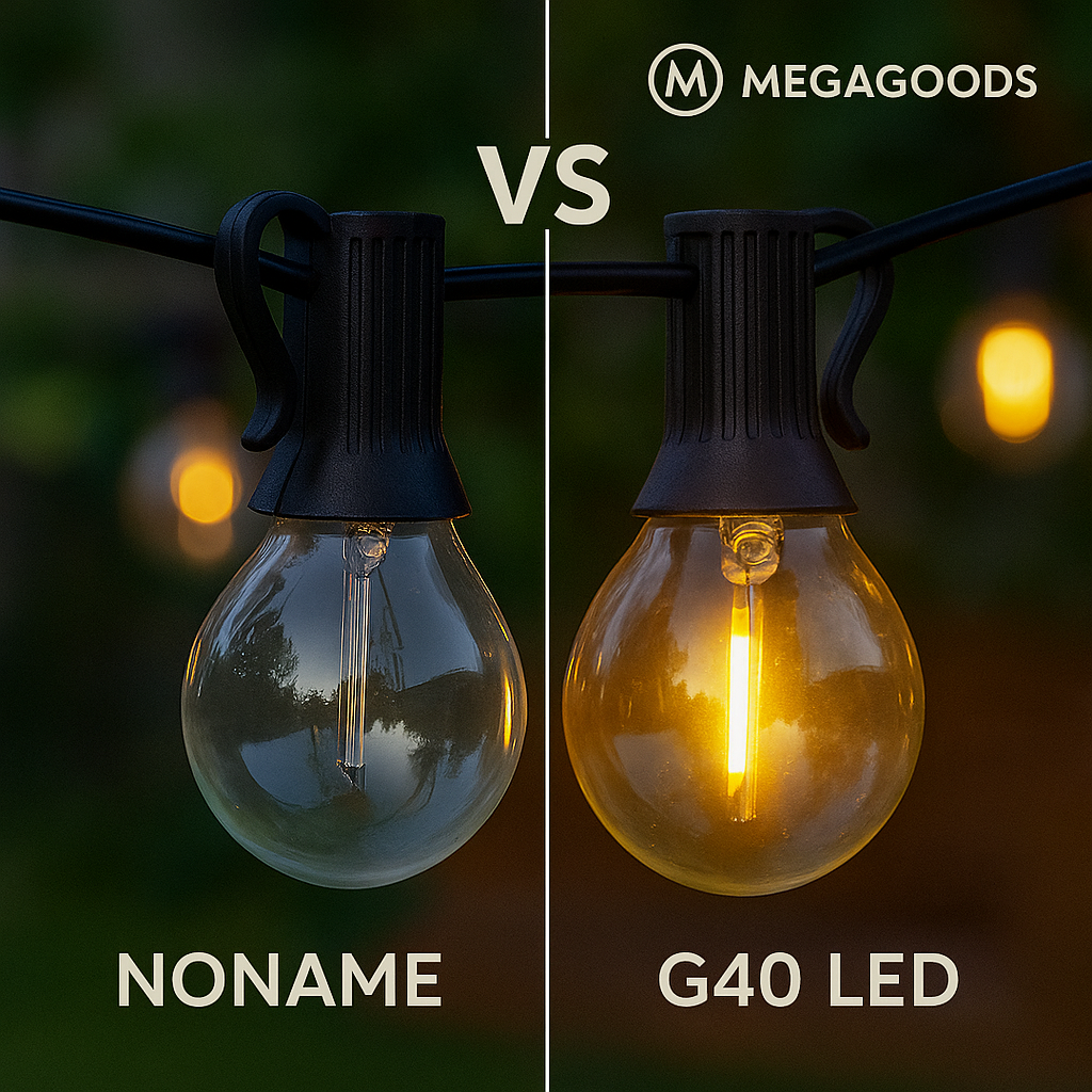 G40 LED Lichterkette 7,6M Außenbereich bruchsicher Garten Terrasse DE.