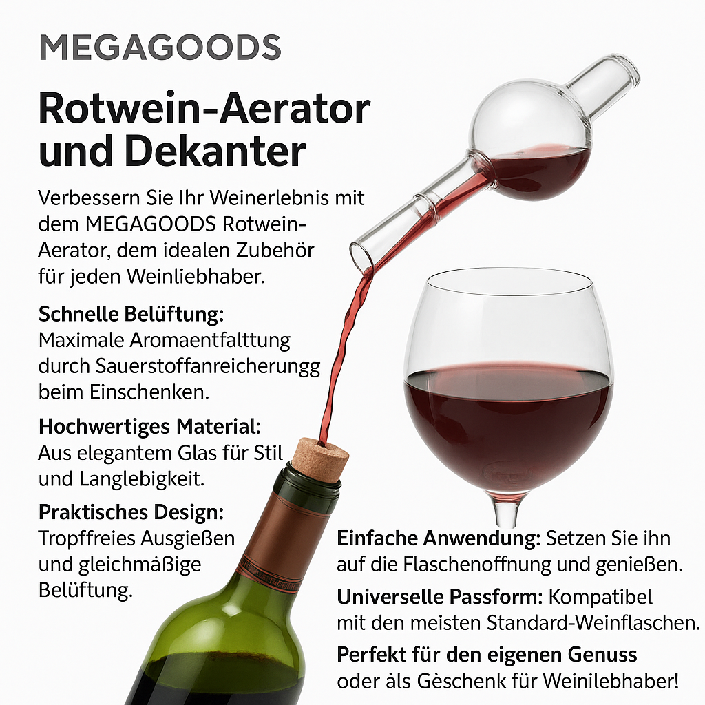Weinbelüfter Ausgießer rund pfirsichförmig schnell tragbar DE.