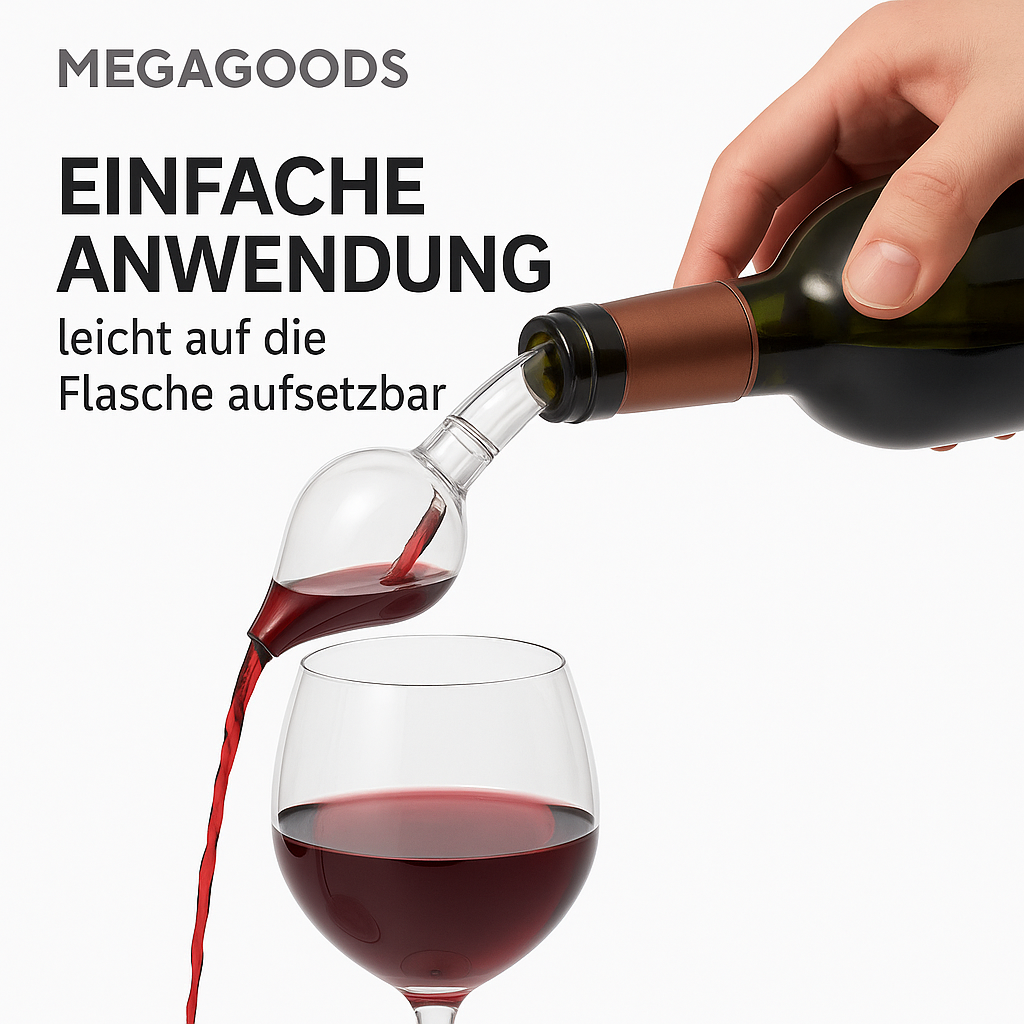 Weinbelüfter Ausgießer rund pfirsichförmig schnell tragbar DE.