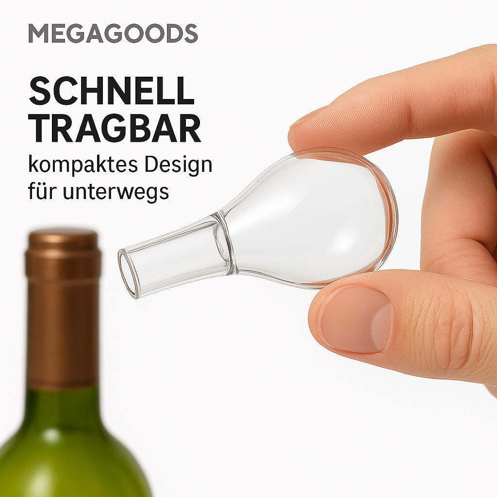 Weinbelüfter Ausgießer rund pfirsichförmig schnell tragbar DE.