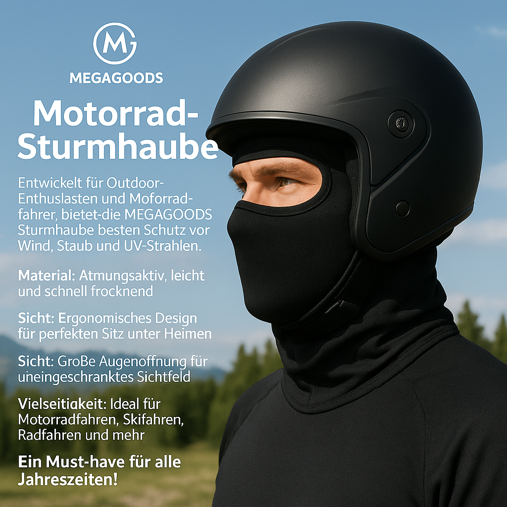 Motorrad Sturmhaube schnelltrocknend UV-Schutz winddicht Helm DE.