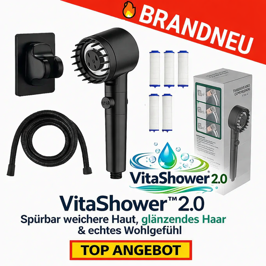 VitaShower™ 2.0 – Handbrause Duschkopf Duschbrausen Set - für weiche Haut & glänzendes Haar