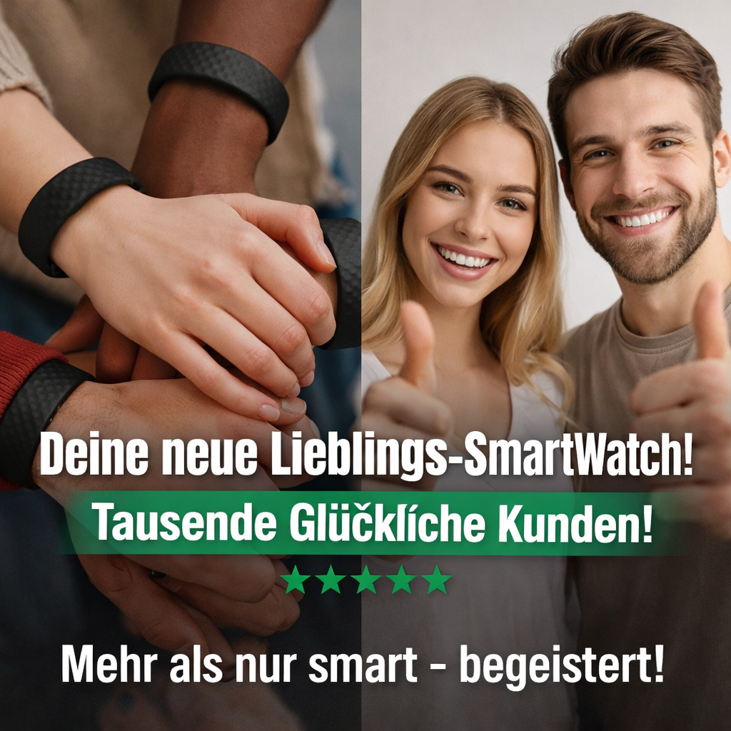 PRO-SLEEP™ Premium Vibrations-Wecker Smartwatch Armbanduhr Schrittzähler Fitness Tracker