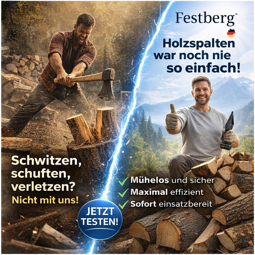 Festberg™ Bohrer - Das Original - Holzspalter Brennholzspalter Kegelbohrer Kegelspalter Set