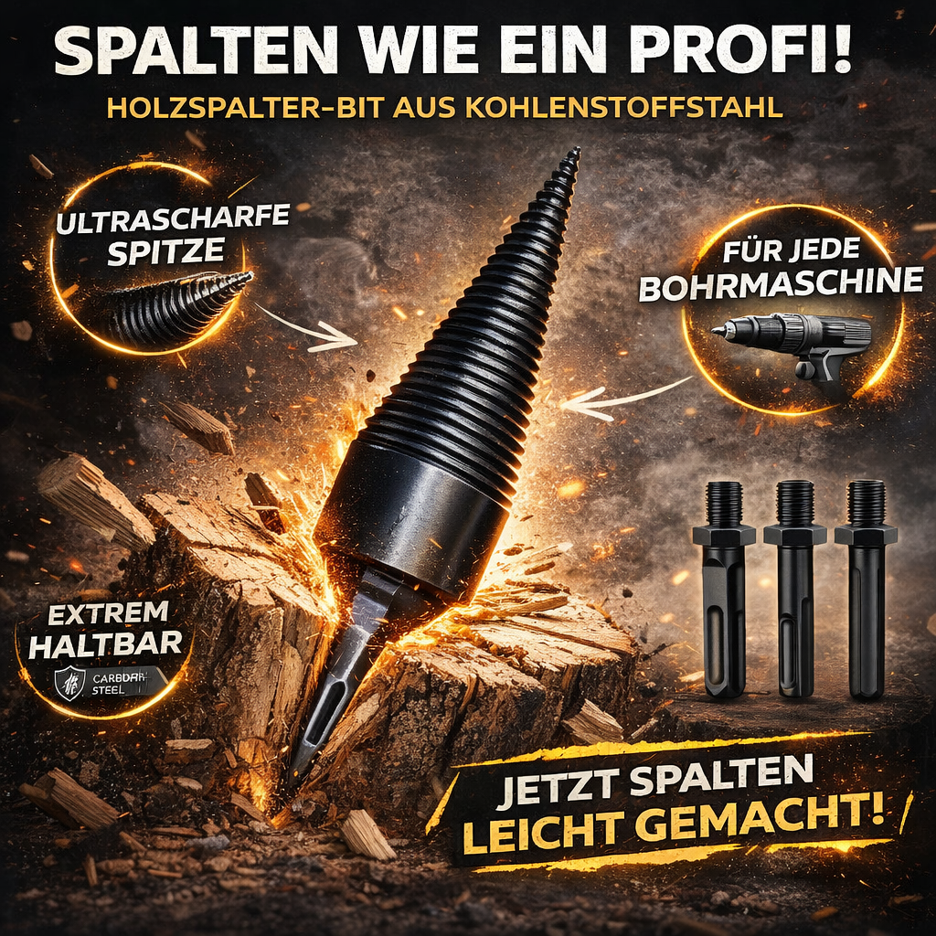 Festberg™ Bohrer - Das Original - Holzspalter Brennholzspalter Kegelbohrer Kegelspalter Set