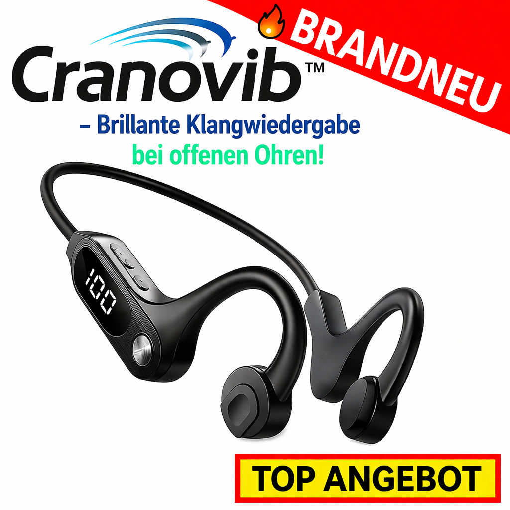 Cranovib™ Knochenschall Kopfhörer Knochenleitung Ohrhörer Bluetooth Open Ear wasserdicht