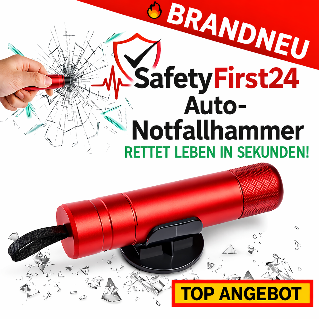 Safety First 24™ Notfallhammer Nothammer Gurtschneider Fensterbrecher Original