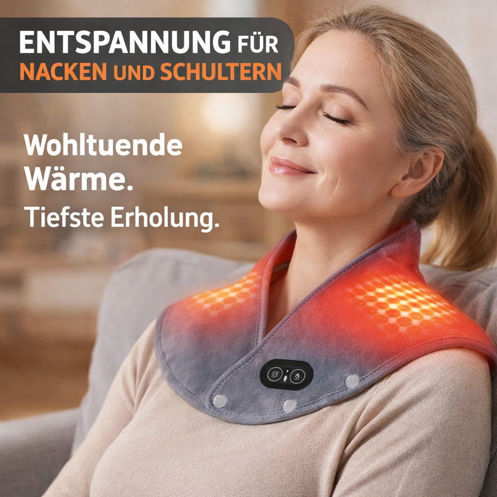 WARMLY™ Pro | Massage Wärmekissen Nackenwärmer Nackenheizkissen Heizdecke Schulter Nacken