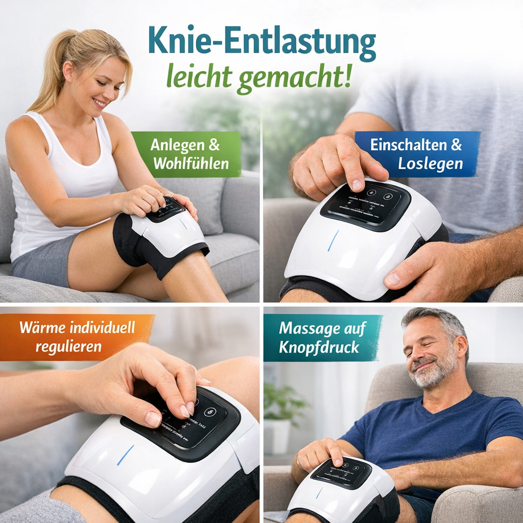 KneeRelief™ 3-in-1 Knie-Massagegerät Knie Massage mit Infrarot Wärme & Vibration für Kniegelenk