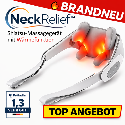 NeckRelief™ Nackenmassagegerät Shiatsu Nacken Schulter Massagegerät mit Wärmefunktion