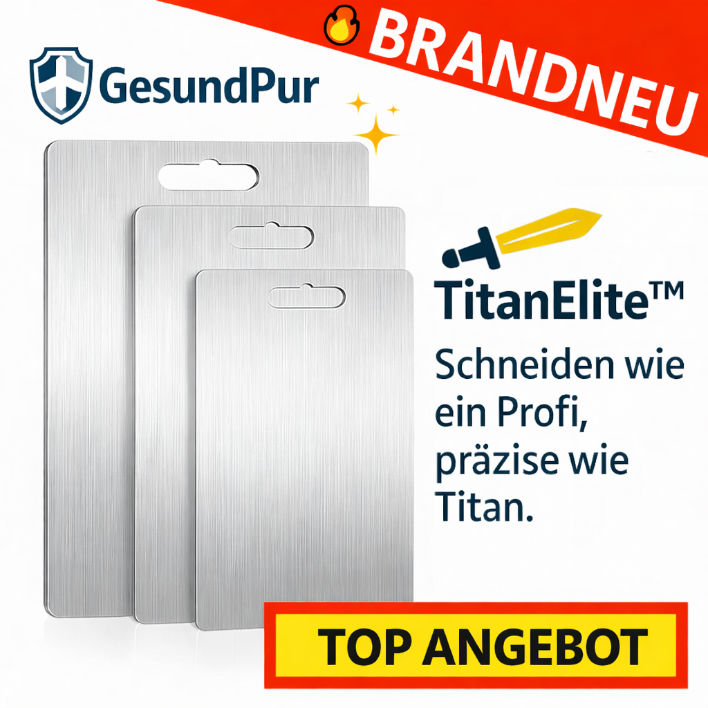 TitanElite™ Titan Schneidebrett für die Küche - schneiden wie ein Profi, präzise wie Titan! ⚔️