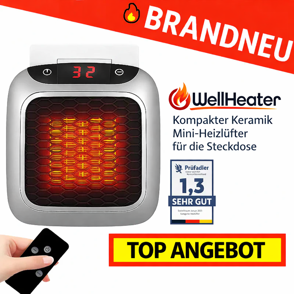 WellHeater™ Heizlüfter Mini Heizstrahler Keramik Elektroheizer Heizung Steckdose