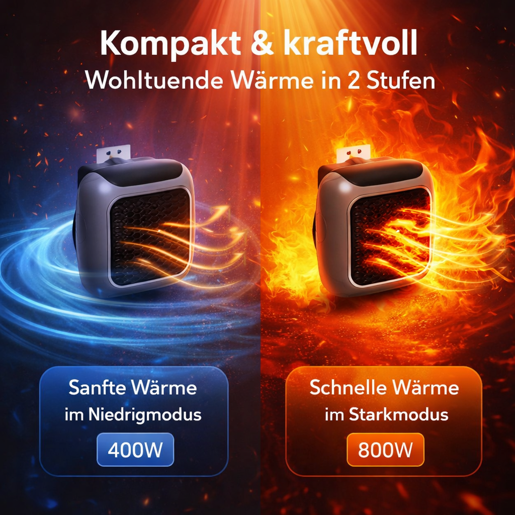 WellHeater™ Heizlüfter Mini Heizstrahler Keramik Elektroheizer Heizung Steckdose