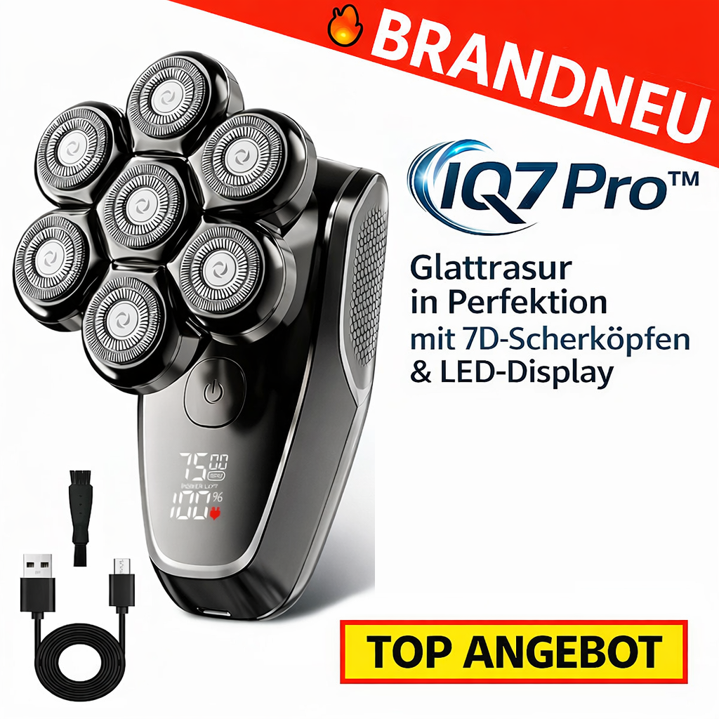 IQ7 Pro™ Kopfrasierer Glatzen Rasierer für Herren mit 7D Rotationstechnologie