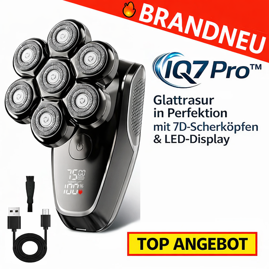 IQ7 Pro™ Kopfrasierer Glatzen Rasierer für Herren mit 7D Rotationstechnologie