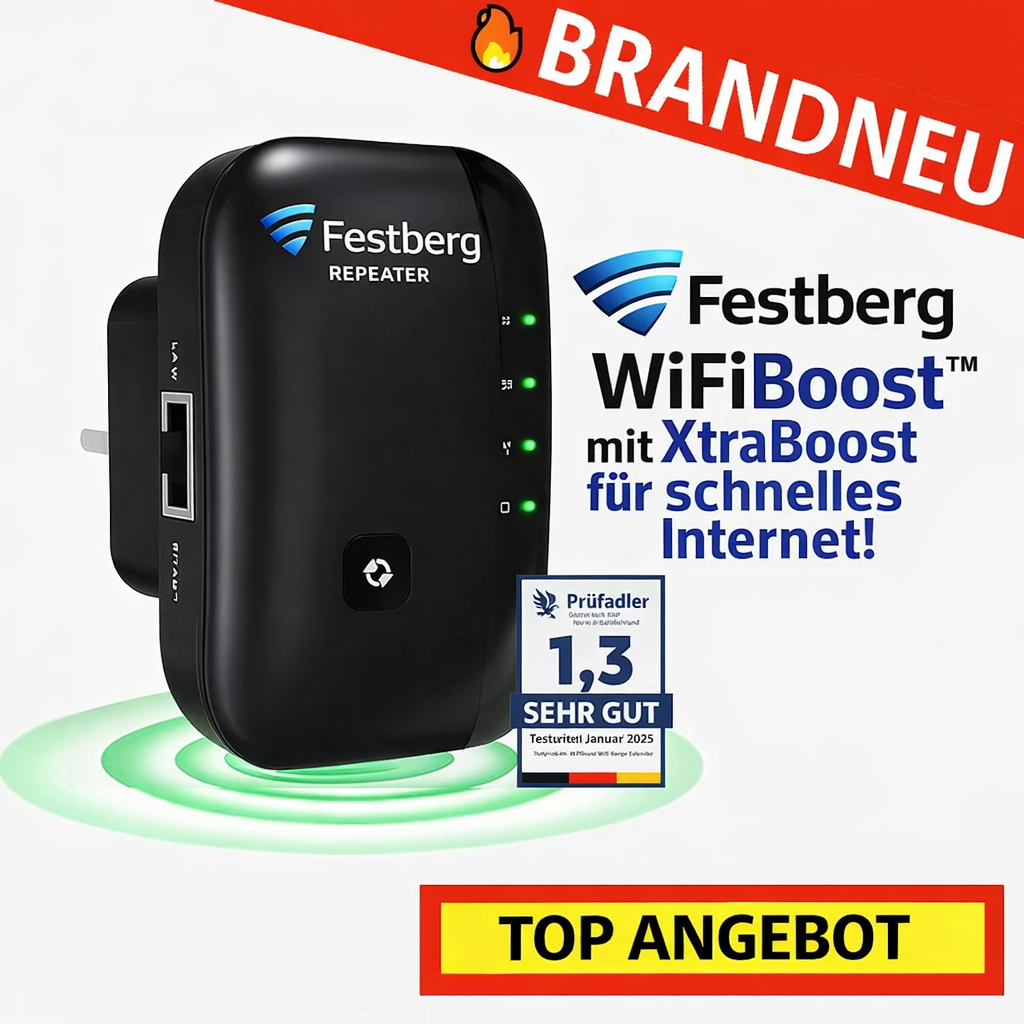 Festberg WifiBoost™ Wifi Extender Wlan Repeater Booster, XtraBoost für Internet!