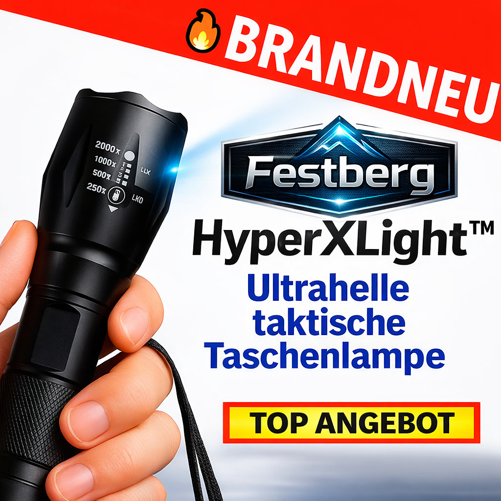 HyperXLight Pro™ ultrahelle taktische LED Taschenlampe mit Zoom - extrem stark!