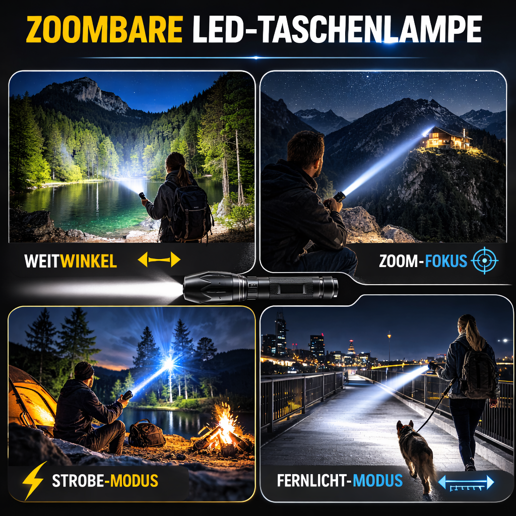 HyperXLight Pro™ ultrahelle taktische LED Taschenlampe mit Zoom - extrem stark!