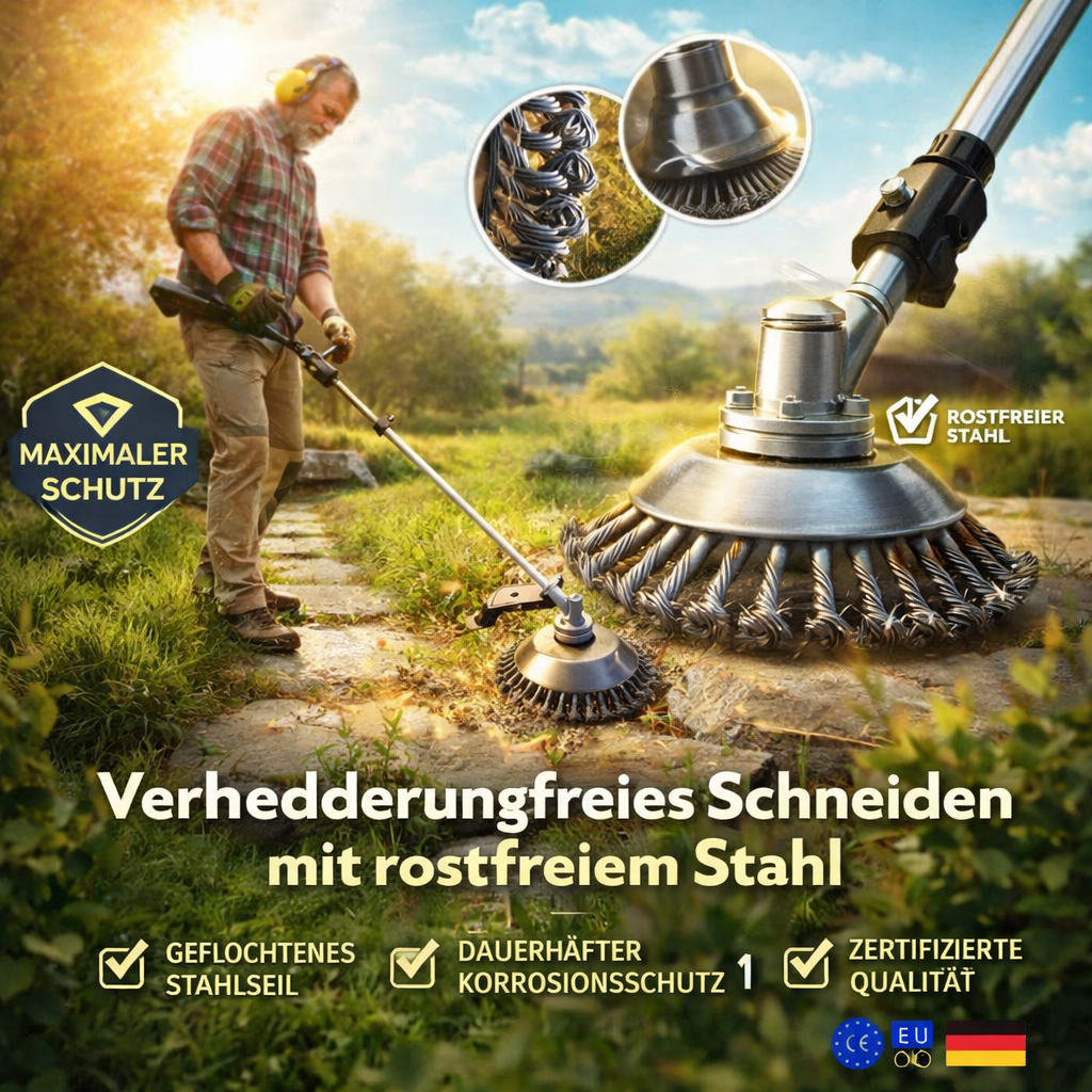 ProfiTrim™ Unkrautbürste -Der unzerstörbare Rasentrimmer für perfekte Ergebnisse
