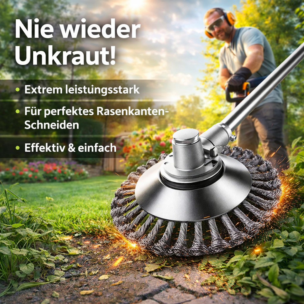 ProfiTrim™ Unkrautbürste -Der unzerstörbare Rasentrimmer für perfekte Ergebnisse