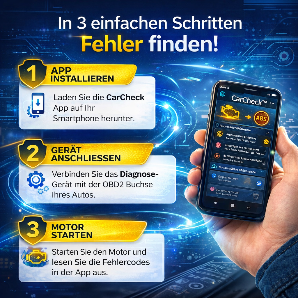CarCheck™ ELM327 OBD2 Diagnosegerät Mini Bluetooth Adapter für Android & Windows