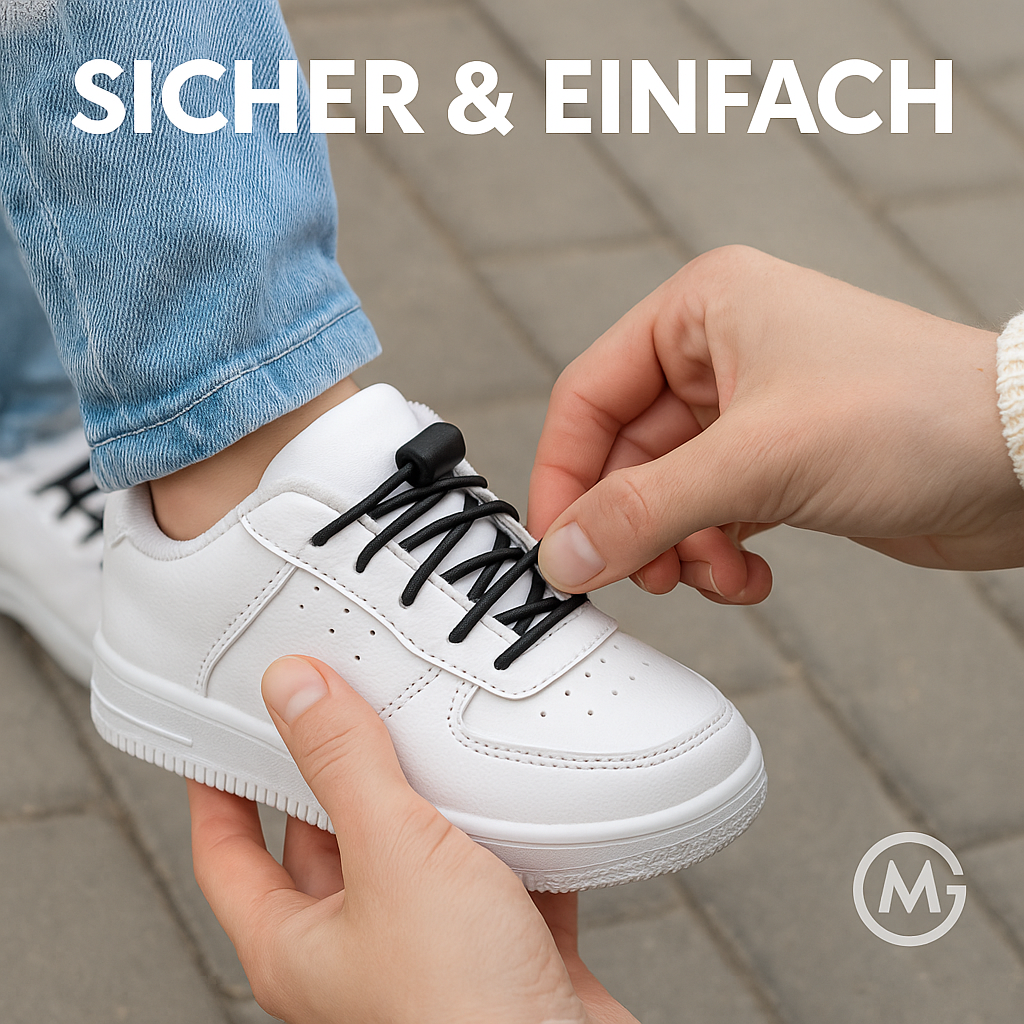 Elastische Schnürsenkel 8 mm mit Schnellverschluss Laufen Sport DE.