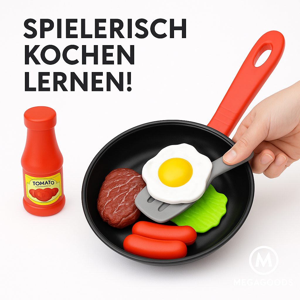 Kinderküche Spielzeug Set 8tlg Kochen Gemüse Pfanne Spiel Geschenk DE.